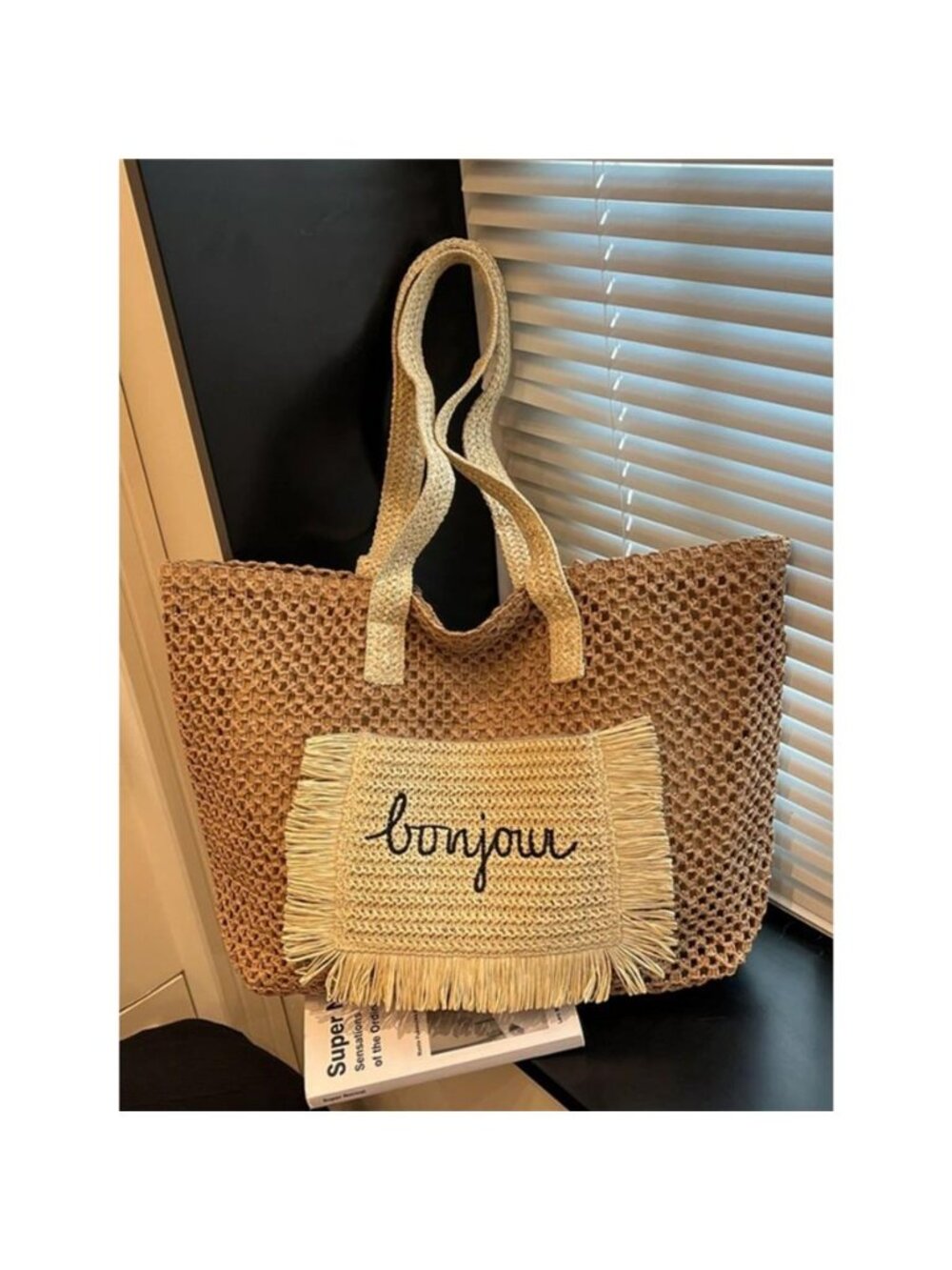 Fringe Straw Shoulder Bag